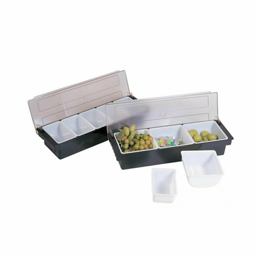Omcan USA 80589 3 Compartments Black Plastic Condiment Holder