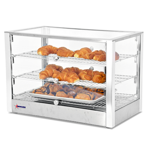 Omcan USA 41873 27.63"W x 15.75"D x 19.5"H Stainless Steel and Glass Countertop Food Warmer and Display Case - 110 Volts 1-Ph