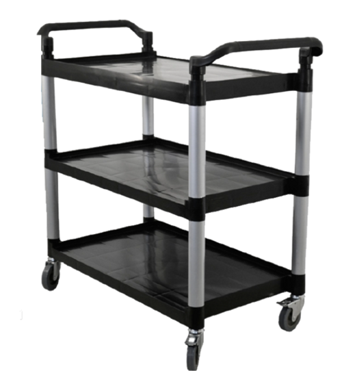 Omcan USA 43069 198 Lbs. Black Plastic 3 Shelf Bussing Cart