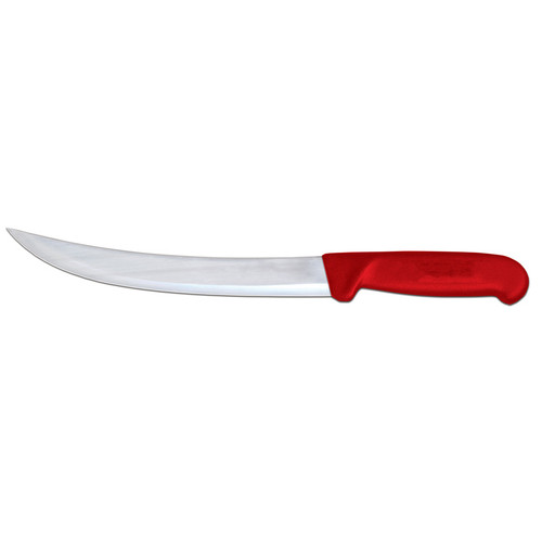 Omcan USA 12322 8" Stainless Steel Red Handle Curved Breaking Knife
