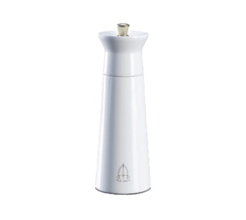 Omcan USA 43706 5.91" Tall White Finish Beech Wood Aluminum Shaft TRE SPADE Nabucco Series Salt Mill