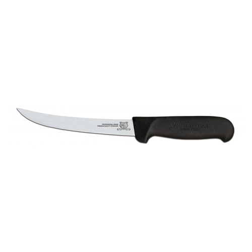 Omcan USA 12848 6" Stainless Steel Black Handle Curved Boning Knife