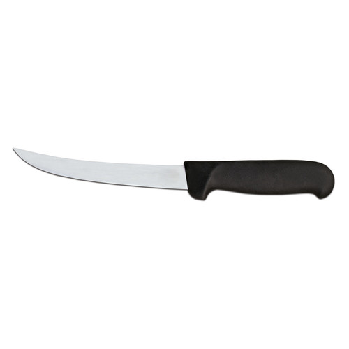 Omcan USA 12848 6" Stainless Steel Black Handle Curved Boning Knife