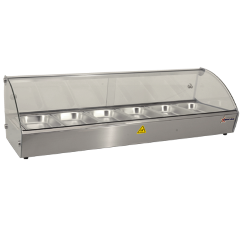 Omcan USA 43119 44"W Curved Glass Countertop Food Warmer Display Case - 110 Volts 1-Ph