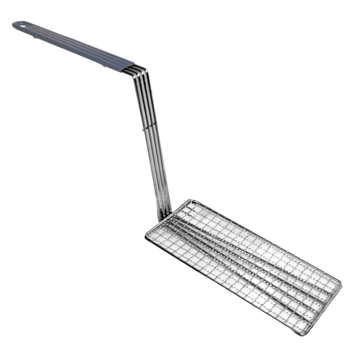 Omcan USA 80370 10.5" Dia. x 4.75" H Nickel Plated Steel Rectangular with Plastic Handle Fryer Basket Press for 11366 & 11367