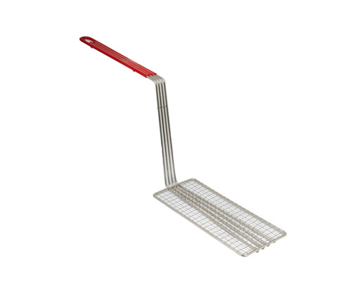 Omcan USA 80370 10.5" Dia. x 4.75" H Nickel Plated Steel Rectangular with Plastic Handle Fryer Basket Press for 11366 & 11367