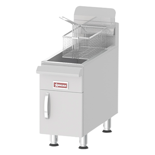 Omcan USA 43089 30 Lbs. Stainless Steel Liquid Propane Gas Countertop Commercial Fryer - 53,000 BTU