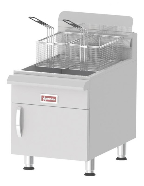 Omcan USA 43089 30 Lbs. Stainless Steel Liquid Propane Gas Countertop Commercial Fryer - 53,000 BTU