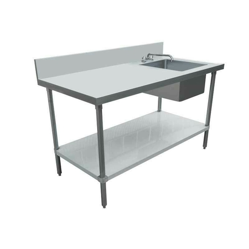 Omcan USA 44300 60" W x 24" D Stainless Steel 18 Gauge Work Table With Prep Sink