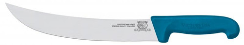 Omcan USA 23886 12" Stainless Steel Blue Handle Curved Steak Knife