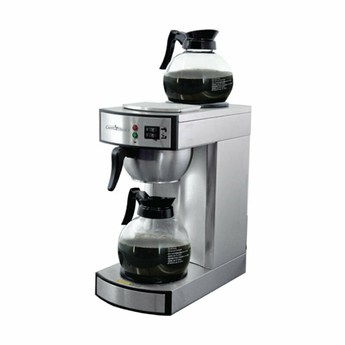 Omcan USA 44313 Stainless Steel Manual with 2 Decanters Warmers Coffee Maker - 120 Volts
