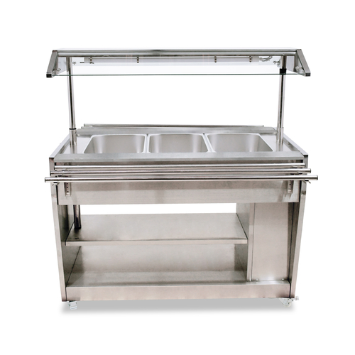 Omcan USA 44506 54" H x 48.26" W x 30.15" D Electric Sealed Wells Stainless Steel Hot Food Serving Counter - 110 Volts