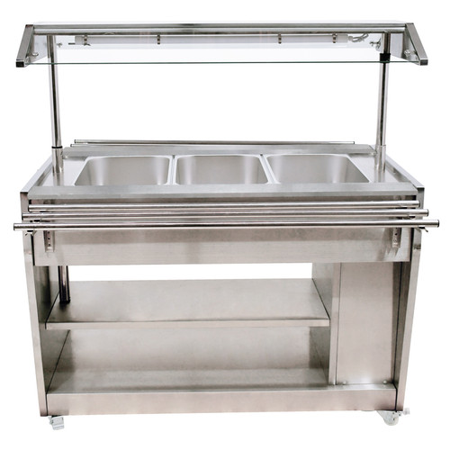 Omcan USA 44506 54" H x 48.26" W x 30.15" D Electric Sealed Wells Stainless Steel Hot Food Serving Counter - 110 Volts