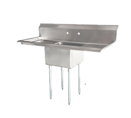 Omcan USA 25255 Stainless Steel 8" Center Faucet Holes Left and Right Drain Board Pot Sink