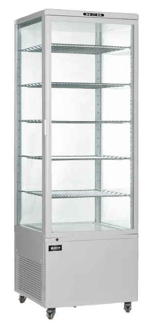 Omcan USA 34874 17.65 Cu. Ft. White Stainless Steel Floor Mount Display Case - 110 Volts 1-Ph