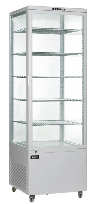 Omcan USA 34874 17.65 Cu. Ft. White Stainless Steel Floor Mount Display Case - 110 Volts 1-Ph