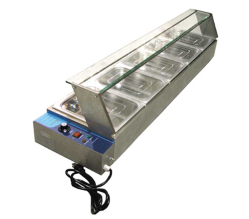 Omcan USA 43055 56.5"W x 13.78"D x 12.4"H Stainless Steel Countertop Bain Marie - 110 Volts 1-Ph