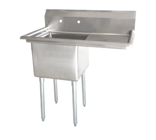 Omcan USA 25254 Stainless Steel 8" Center Faucet Holes Right Drain Board Pot Sink