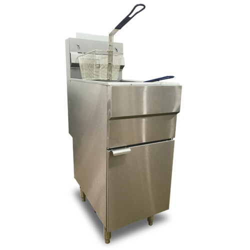 Omcan USA 46019 50 Lbs. Stainless Steel Front and Galvanized Sides Natural Gas Fryer - 120,000 BTU