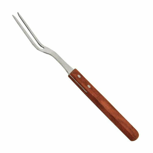 Omcan USA 80495 13" L Stainless Steel Tines with Wooden Handle Carving Fork