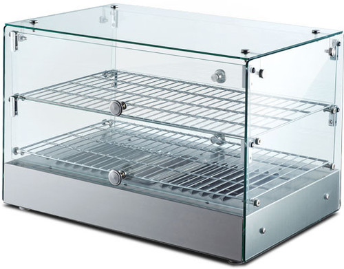 Omcan USA 41871 22"W x 14"D x 15"H Stainless Steel and Glass Countertop Food Warmer and Display Case - 110 Volts 1-Ph