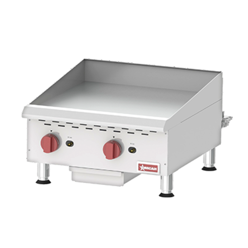 Omcan USA 43730 24" W x 20" D Stainless Steel Countertop Gas Griddle - 60,000 BTU