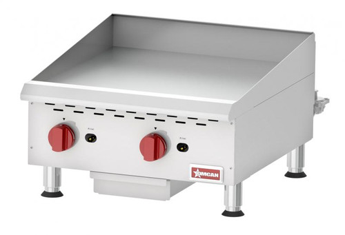 Omcan USA 43730 24" W x 20" D Stainless Steel Countertop Gas Griddle - 60,000 BTU