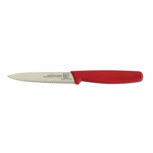 Omcan USA 11497 4" Stainless Steel Polypropylene Red Handle Paring Knife