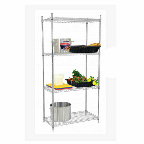 Omcan USA 45166 60" W Chrome Finish 4 Wire Shelves and Posts Shelving Unit