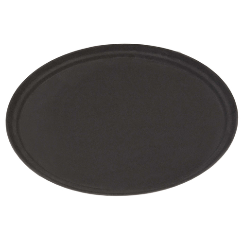 Omcan USA 80107 26" Dia. ABS Plastic Black Oval Serving Tray