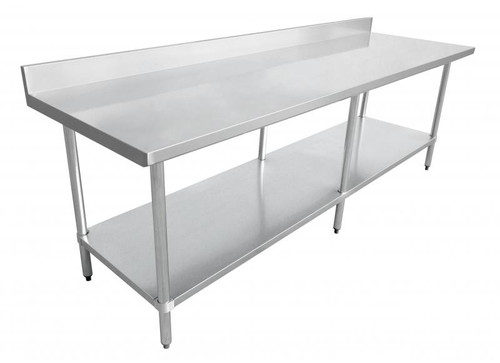 Omcan USA 22092 96" W x 30" D Galvanized 18 Gauge Standard Work Table with Undershelf