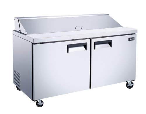 Omcan USA 50047 60" W Stainless Steel 2 Doors Refrigerated Prep Table -110 Volts 0.25 HP