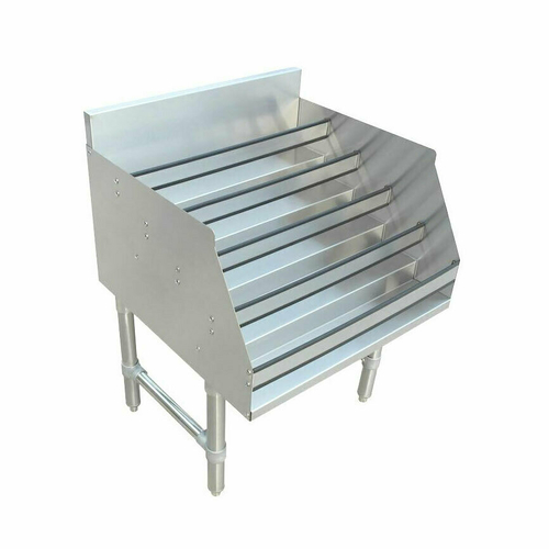 Omcan USA 43479 24" W x 25" D x 36" H Stainless Steel 5-Tiered Free Standing Liquor Display Rack