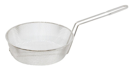 Omcan USA 80378 10" Dia. x 3" H Nickel Plated Steel Round Fine Mesh Culinary Basket
