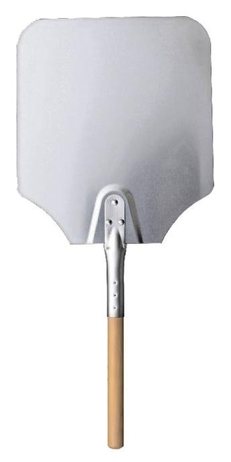 Omcan USA 80249 12" x 14" Aluminum Blade Rectangular Pizza Peel with 26" L and Wooden Handle
