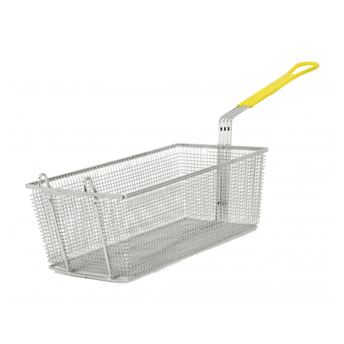Omcan USA 80555 8.75" W x 16.75" D x 6" H Nickel Plated Steel Rectangular Medium Mesh Fry Basket
