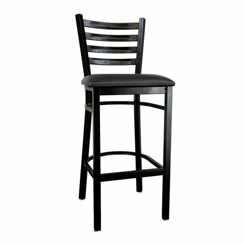 Omcan USA 47592+76554 Black Vinyl Seat with Ladder Back Bar Stool