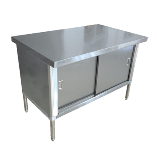 Omcan USA 43721 72" W x 30" D x 34" H Stainless Steel Cabinet Base with Sliding Doors 18 Gauge Work Table