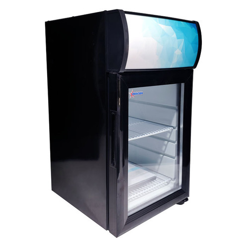 Omcan USA 44575 0.74 Cu. Ft. Metal Plate Exterior 1 Tempered Glass Door Reach In Refrigerated Display - 110 Volts