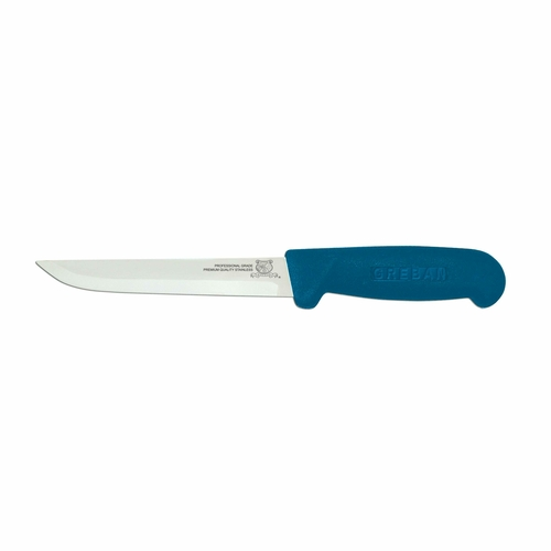 Omcan USA 11665 6" Stainless Steel Blue Handle Straight Boning Knife
