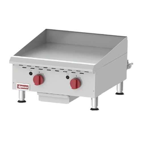 Omcan USA 43017 24"W x 20"D Stainless Steel Countertop Natural Gas Griddle - 60,000 BTU