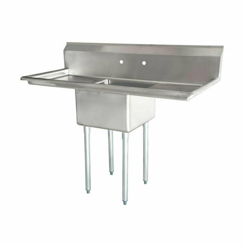 Omcan USA 43759 54" W x 44" H x 23.5" D Stainless Steel 18 Gauge One Compartment with Drainboards Pot Sink