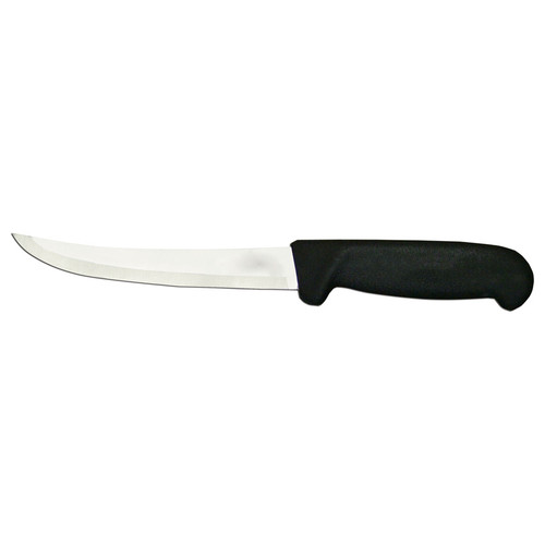 Omcan USA 11814 6" Black Handle Curved Flexible Boning Knife
