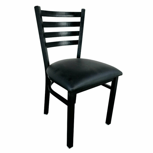 Omcan USA 47594+76554 Black Metal Frame Upholstered Vinyl Seat Side Chair