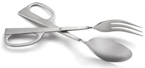 Omcan USA 80426 10" Stainless Steel Spoon and Fork Salad Scissor Tongs