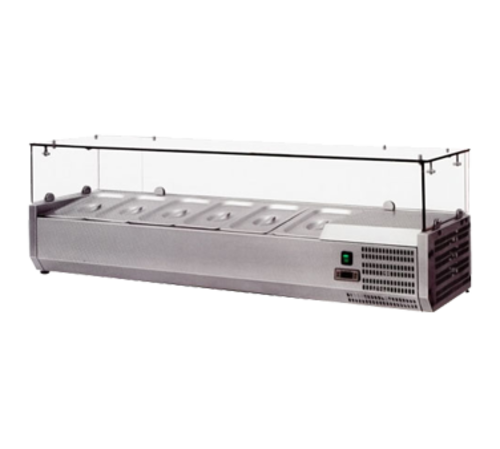 Omcan USA 41937 59"W Stainless Steel Countertop Refrigerated Topping Rail - 120 Volts 1-Ph