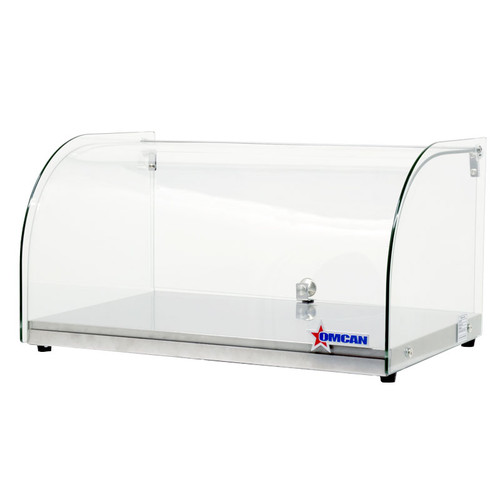 Omcan USA 44370 21.8" W x 14.8" D x 12.2" H Curved Front Glass and Stainless Steel Countertop Display Case