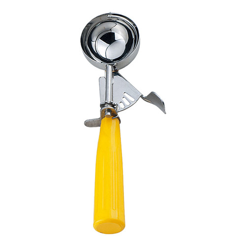 Omcan USA 34845 1.63 Oz. Yellow Plastic Handle Stainless Steel Ice Cream Scoop