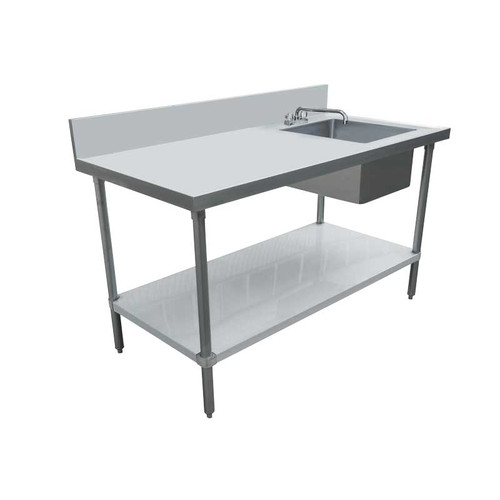 Omcan USA 44302 72" W x 24" D Stainless Steel 18 Gauge Work Table With Prep Sink