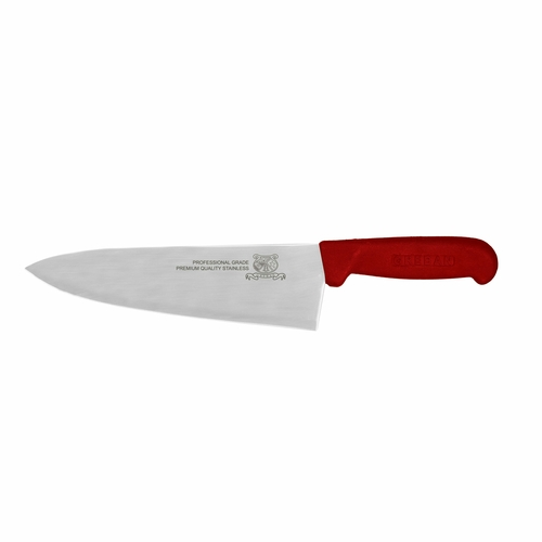 Omcan USA 12008 8" Stainless Steel Red Handle Medium Blade Chef Knife